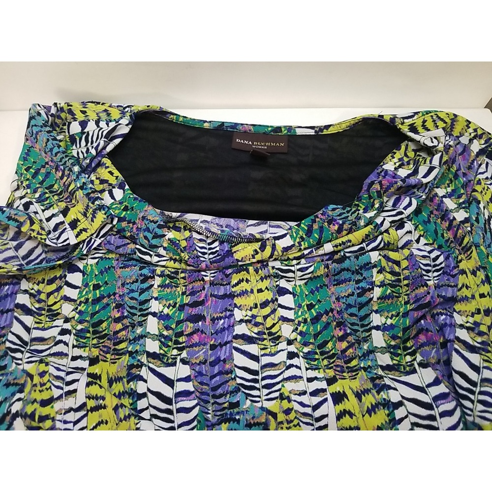 Dana Buchnan Shirt Womens Multicolor Short Sleeve Scoop Neck Ladies Lined 1X